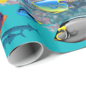 Papier Cadeau Molokini Cove Hawaiian Tropical Fish Sea Turtle (Coin rond)