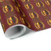 Papier Cadeau Molon Labe Spartan Mask Laurels Bourgogne (Coin rond)