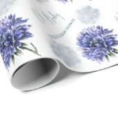 Papier Cadeau Mon bébé baby shower floral bleu (Coin rond)