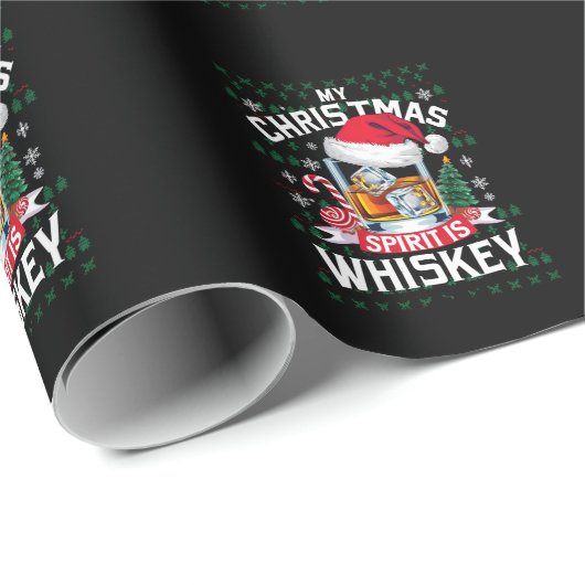 Papier Cadeau Mon Esprit de Noël est Whiskey laide doux Noël P (Coin rond)