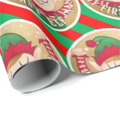 Papier Cadeau Mon premier Elf-Mas Christmas Red n Green (Coin rond)