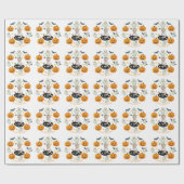 Papier Cadeau Mon premier Halloween | Mignonne Citrouille et cou (Plat)