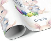 Papier Cadeau Mon premier lapin de Pâques Ajouter le nom de l'en (Coin rond)
