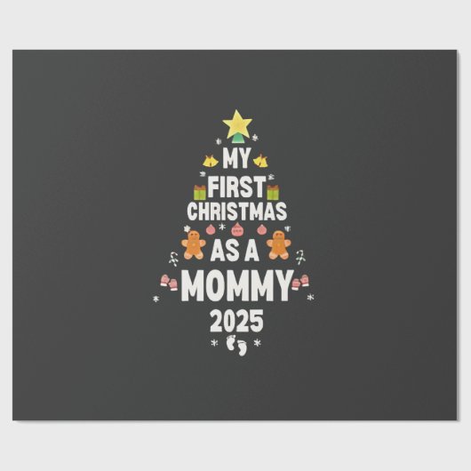 Papier Cadeau Mon premier Noël en tant que maman Noël 2025 (Plat)