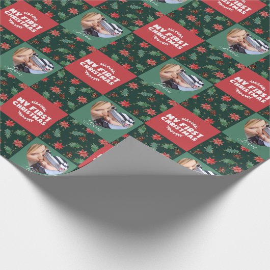 Papier Cadeau Mon prénom Noël Bébé Photo Papier d'enveloppement (Coin)