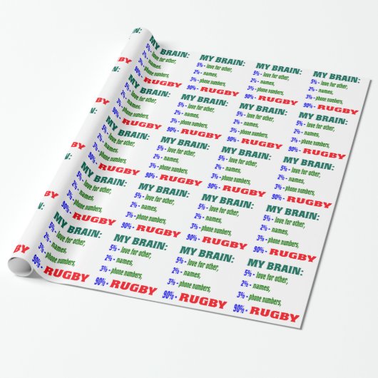 Papier Cadeau Mon rugby du cerveau 90 % (Déroulé)