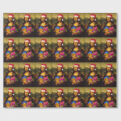 Papier Cadeau Mona Lisa Arrive Comme Père Noël (Plat)