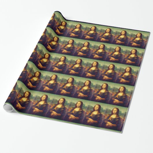 Papier Cadeau Mona Lisa Au Ruban Orange (Déroulé)