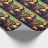 Papier Cadeau Mona Lisa Avec Ruban Turquoise (Coin)