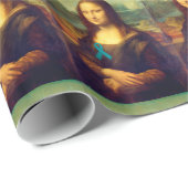Papier Cadeau Mona Lisa Avec Ruban Turquoise (Coin rond)