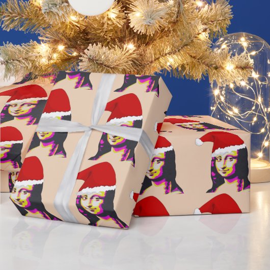 PAPIER CADEAU MONA LISA CHRISTMAS FUNNY (Vacances)
