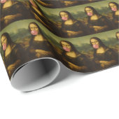 Papier Cadeau Mona Lisa soufflant de bulle rose (Coin rond)