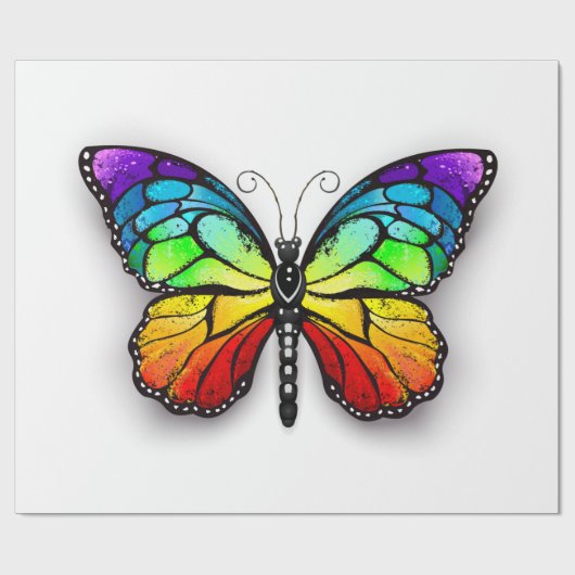 Papier Cadeau Monarque papillon arc-en-ciel (Plat)