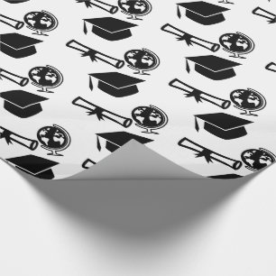 Papier Cadeau Monde de gland de casquette de diplômé d'obtenti