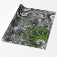 Monde Fantastique Art Fractal Abstrait Vert Et Gri