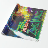 Papier Cadeau Mondes Zombie Galaxie d'Halloween (Déroulé)