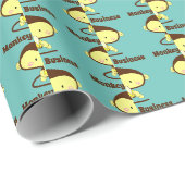 Papier Cadeau Monkey Business Drôle Cartoon Monkey Design (Coin rond)