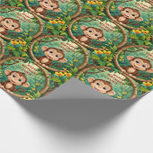 Papier Cadeau "Monkey Cartoon Party - Custom Text Kids" (Coin)