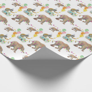 Papier Cadeau Monkey Elephant Balloon Party Birthday Gift Wrap