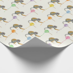 Papier Cadeau Monkey mixed Balloon Birthday party wrapppaper
