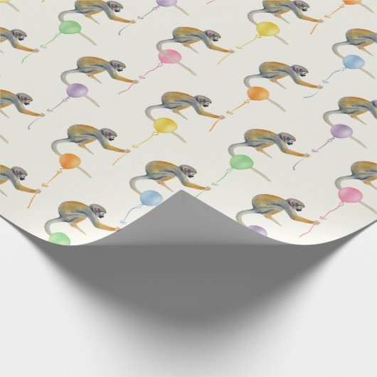 Papier Cadeau Monkey mixed Balloon Birthday party wrapppaper (Coin)