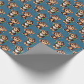 Papier Cadeau Monkey Pattern Design Blue  (Coin)