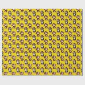 Papier Cadeau Monkey Pattern Design Yellow  (Plat)