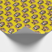 Papier Cadeau Monkey Pattern Design Yellow  (Coin)