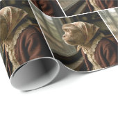 Papier Cadeau Monkey Staring Out at the Rain (Coin rond)