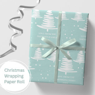 Papier Cadeau Monnaie Blanc minimaliste Arbres de Noël