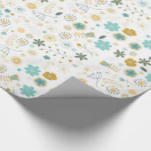 Papier Cadeau Monnaie Bleu Jaune Chic Floral Anniversaire (Coin)