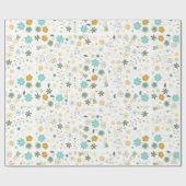 Papier Cadeau Monnaie Bleu Jaune Chic Floral Anniversaire (Plat)