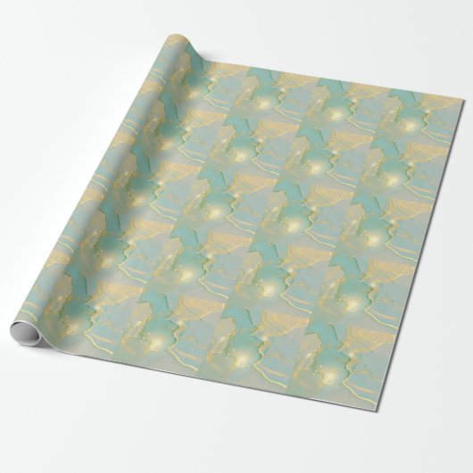 Papier Cadeau Monnaie Vert Marbre Or : Texté (Déroulé)