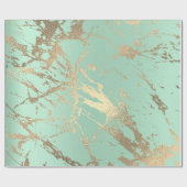 Papier Cadeau Monnaie Verte Pastel Or Marbre brillant Abstrait (Plat)