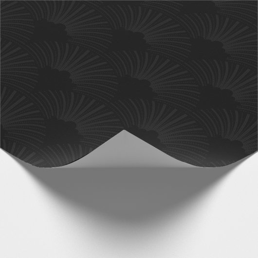 Papier Cadeau Monochromatic black art-deco pattern on dark gray (Coin)