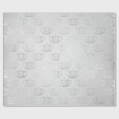 Papier Cadeau Monochromatique Argent Couronne Princesse Grey Gla (Plat)