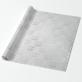 Papier Cadeau Monochromatique Argent Couronne Princesse Grey Gla (Déroulé)