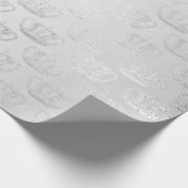 Papier Cadeau Monochromatique Argent Couronne Princesse Grey Gla (Coin)