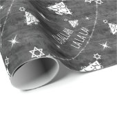 Papier Cadeau Monochrome Challah La La La Chrismukkah Motif (Coin rond)