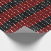Papier Cadeau Monogram Black Red Modern Ajouter Votre Nom Initia (Coin)