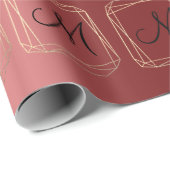 Papier Cadeau Monogram Bourgogne Champaigne Gold Diamond Frame (Coin rond)