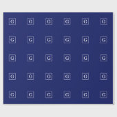 Papier Cadeau Monogram initial de la Navy Blue White Framed (Plat)