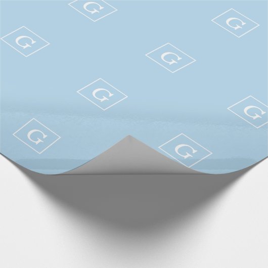 Papier Cadeau Monogram initial de Powder Blue White Framed (Coin)
