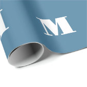 Papier Cadeau Monogram Solide Blue Pastel Minimaliste Profession (Coin rond)