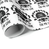 Papier Cadeau Monograme de Black Clam (Coin rond)