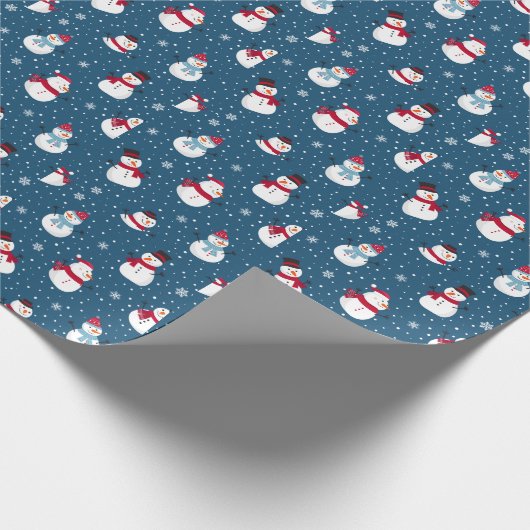 PAPIER CADEAU MONOGRAME DE SNOWMAN D'HIVER CHRÉTIEN (Coin)