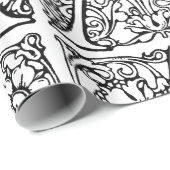 Papier Cadeau Monogramme A Modèle floral noir et blanc initial (Coin rond)