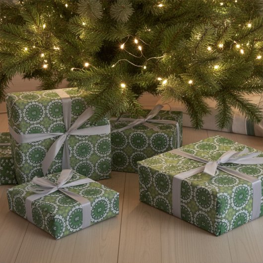 Papier Cadeau Monogramme Abstrait Floral Élégant Printemps Vert