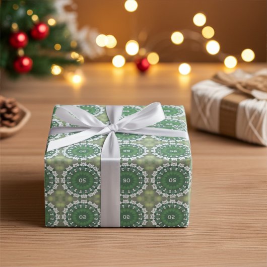 Papier Cadeau Monogramme Abstrait Floral Élégant Printemps Vert