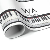 Papier Cadeau Monogramme ajouter initiale lettre nom texte piano (Coin rond)